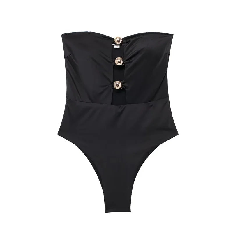 Body moulant noir sexy – épaules dénudées